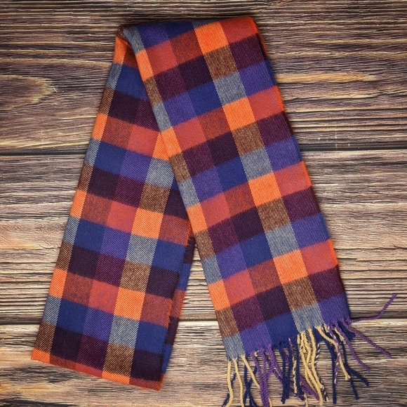 D&Y SOFTER THAN CASHMERE Plaid Colorblock Scarf - Picture 1 of 3